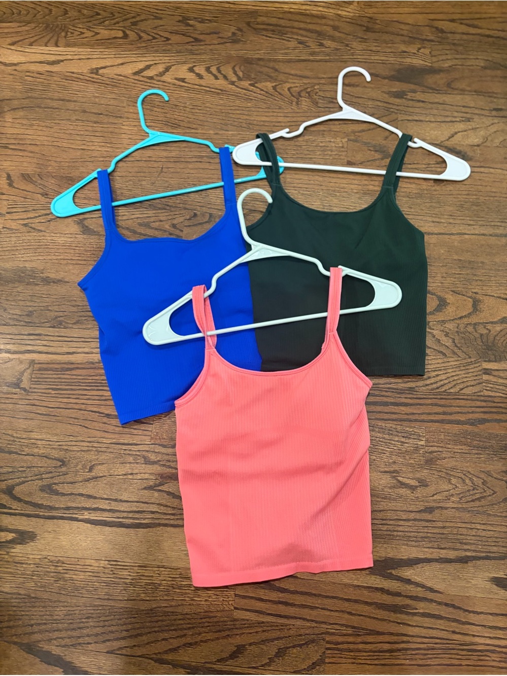 Lululemon ebb to street Ribbed Scoop cropped tanks- Coral,Blue & blue sz 6